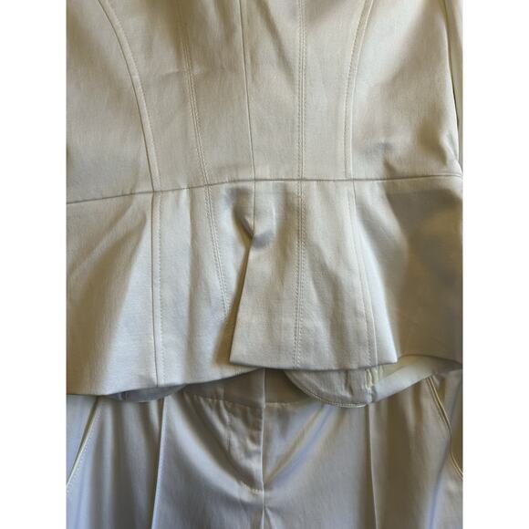 Y2K Office Siren Bebe Suit Sz 8 White Gold Buttons Luxury Blazer & Pants Classic - Picture 10 of 16